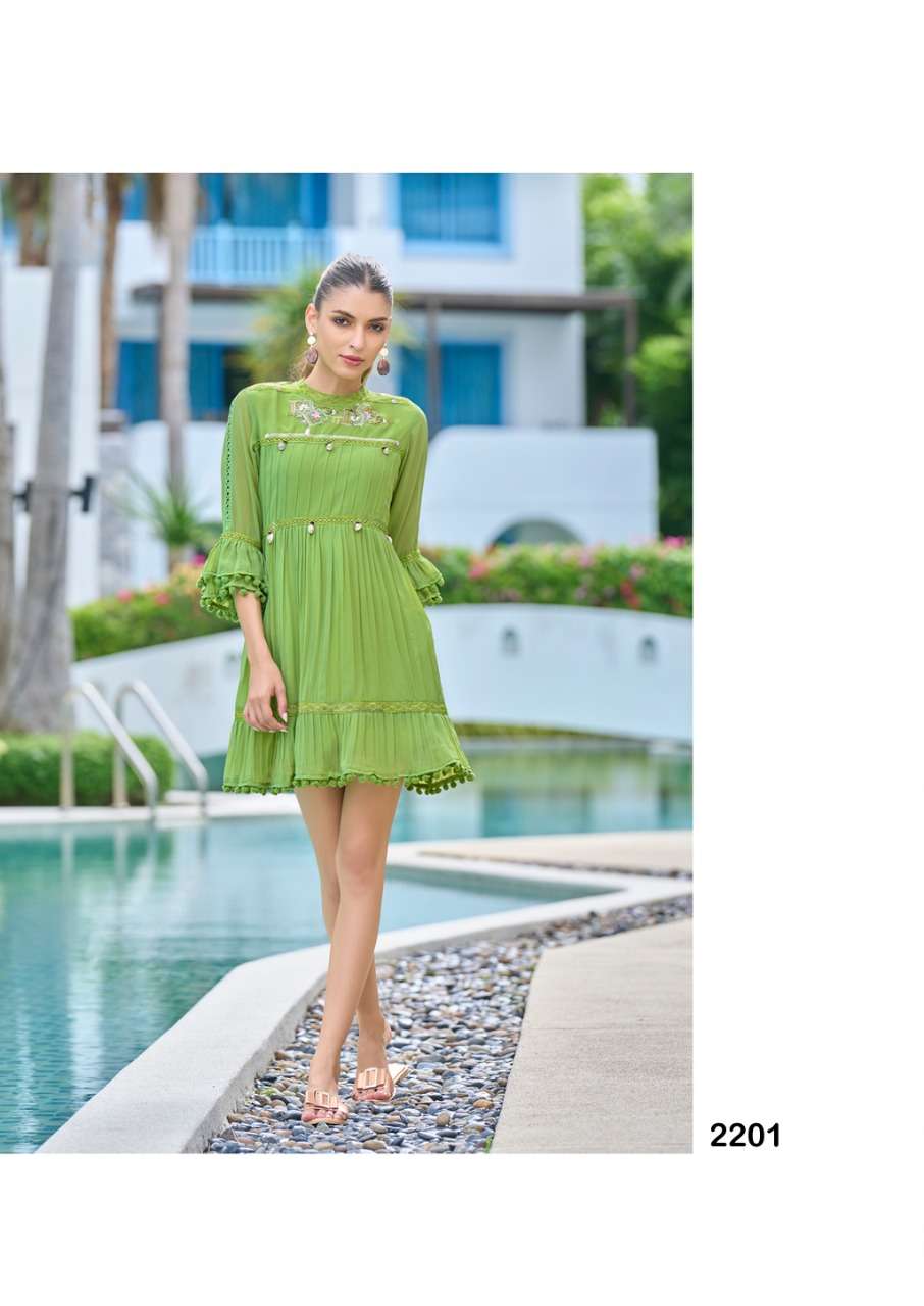 S3forever-tunic Vol 1-fabric-georgette-heavy Foxs-embroiderwork-kurti- Heavy-royal Crape-inner-2201